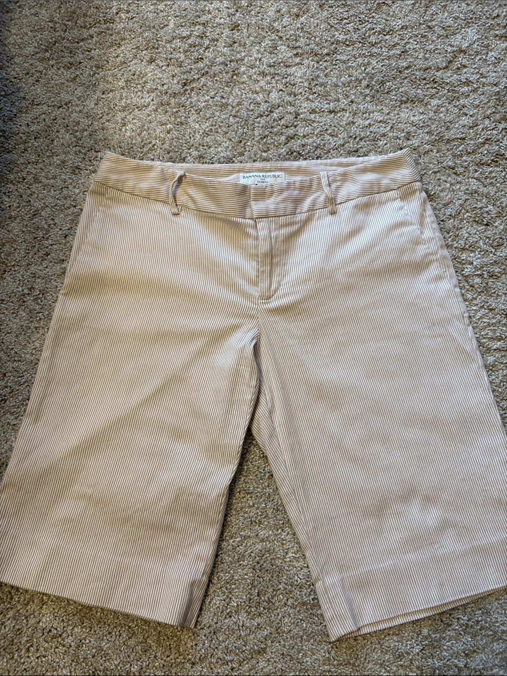 Banana Republic Tan & Cream Pinstripe Shorts
